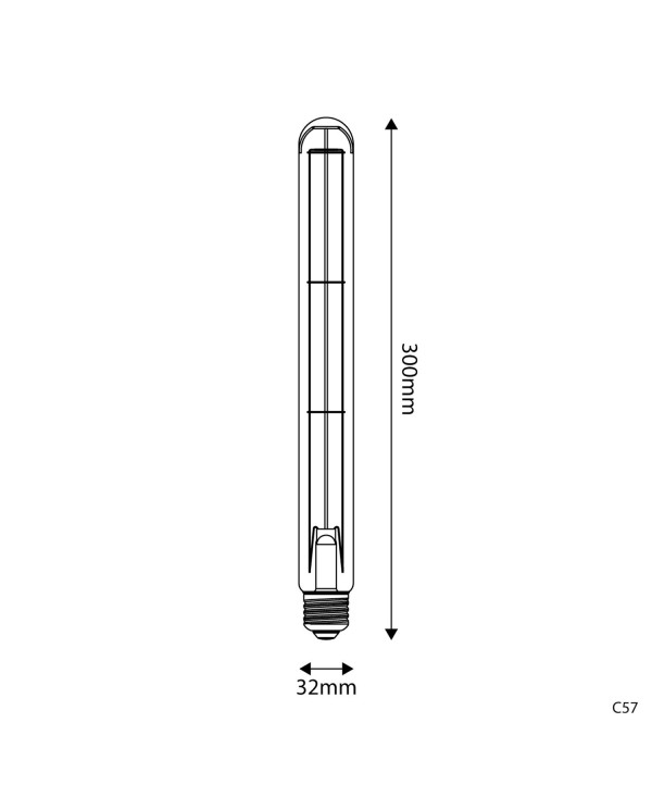 Lampadina LED Dorata Carbon Line filamento verticale T32X300 7W 806Lm E27 2700K Dimmerabile - C57