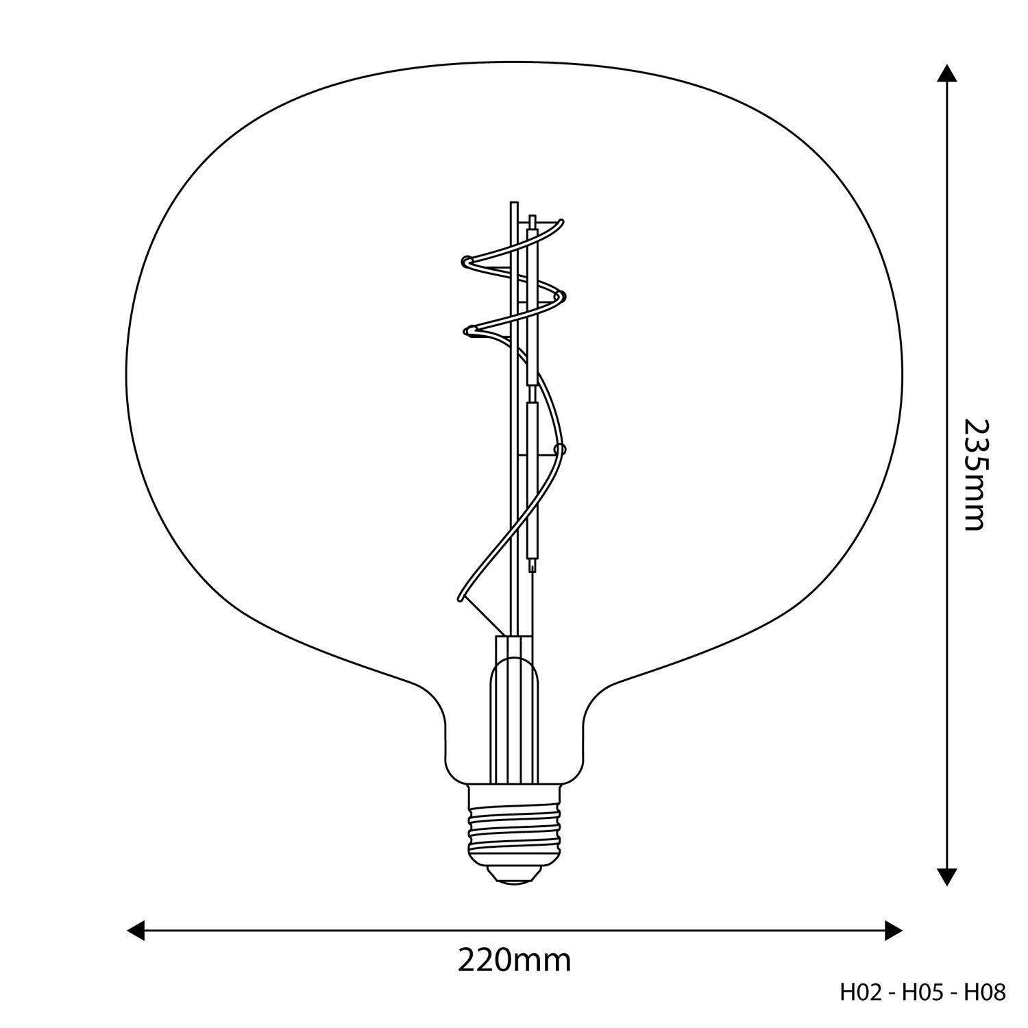 Lampadina LED Trasparente Ellipse 220 10W 1100Lm E27 2700K Dimmerabile - H02