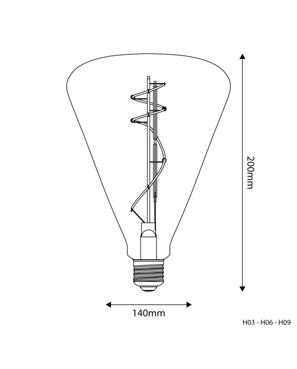 Lampadina LED Smoky Cone 140 10W 470Lm E27 1800K Dimmerabile - H09