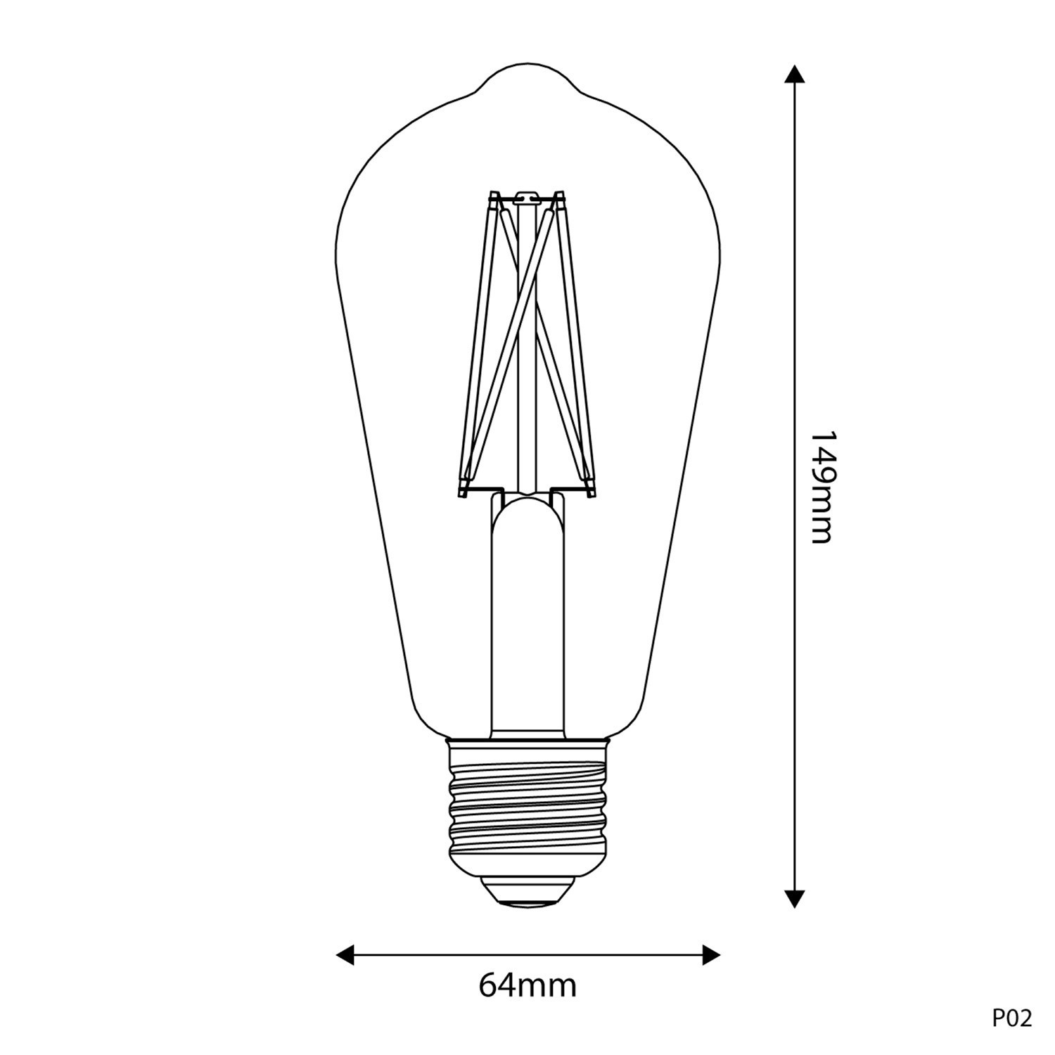 Lampadina LED Effetto Porcellana CRI 95 ST64 7W 640Lm E27 2700K Dimmerabile - P02