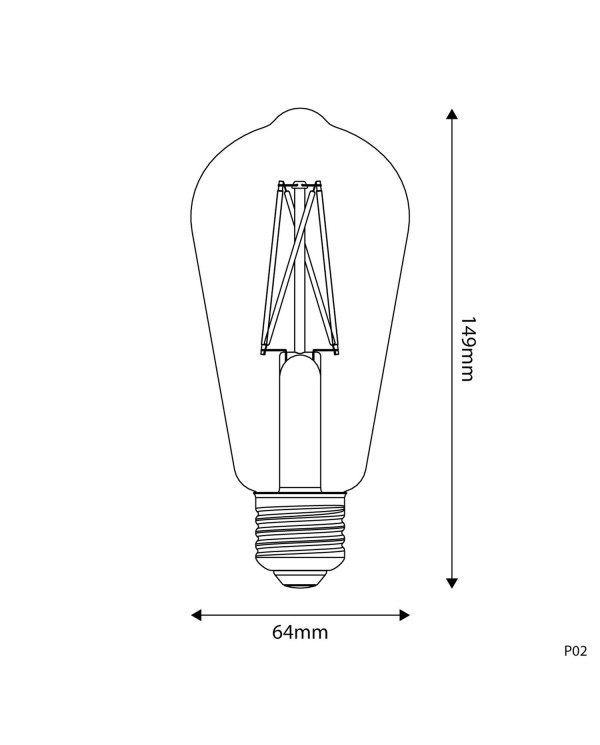 Lampadina LED Effetto Porcellana CRI 95 ST64 7W 640Lm E27 2700K Dimmerabile - P02