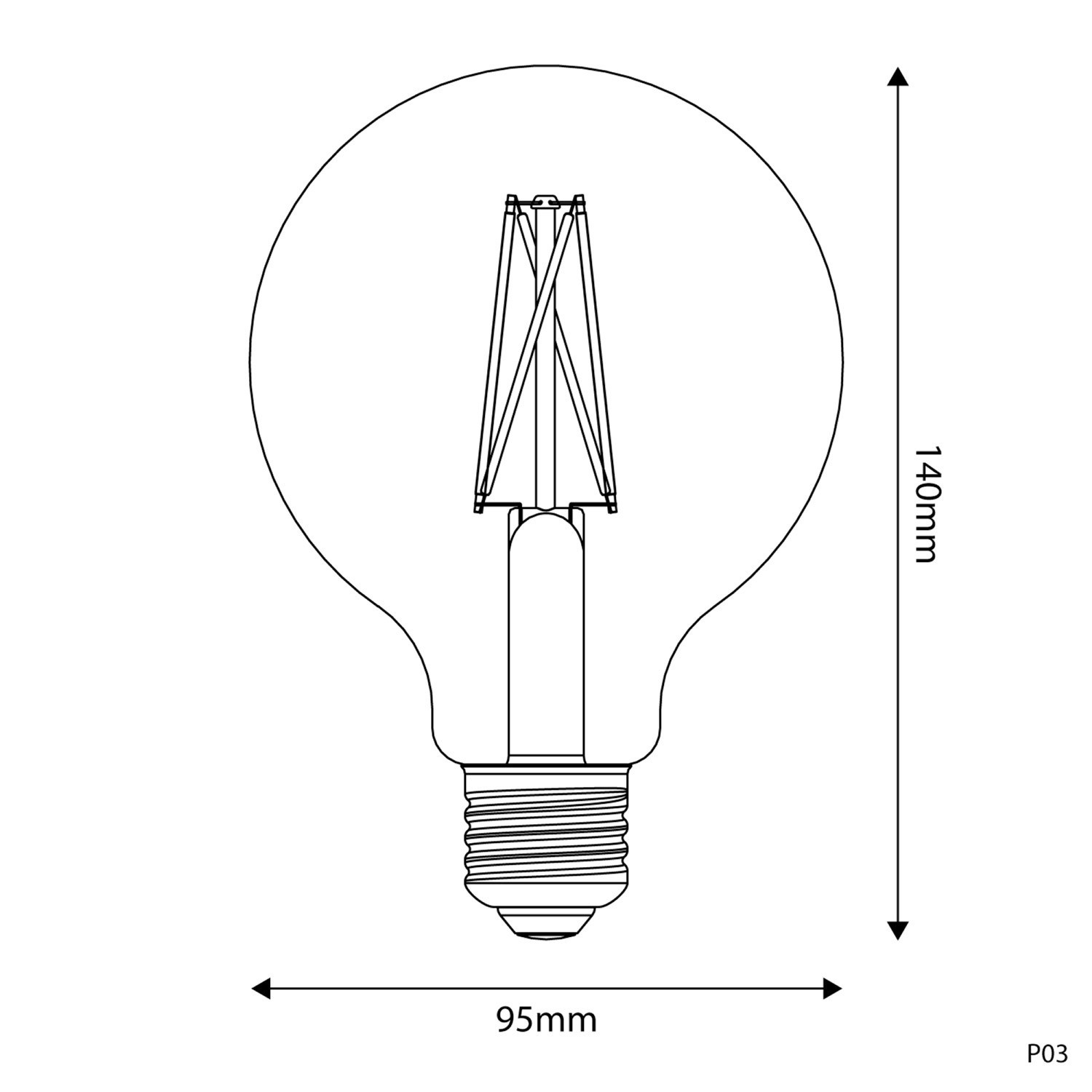 Lampadina LED Effetto Porcellana CRI 95 G95 7W 640Lm E27 2700K Dimmerabile - P03