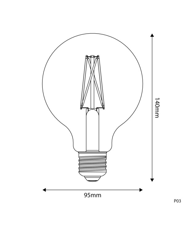 Lampadina LED Effetto Porcellana CRI 95 G95 7W 640Lm E27 2700K Dimmerabile - P03