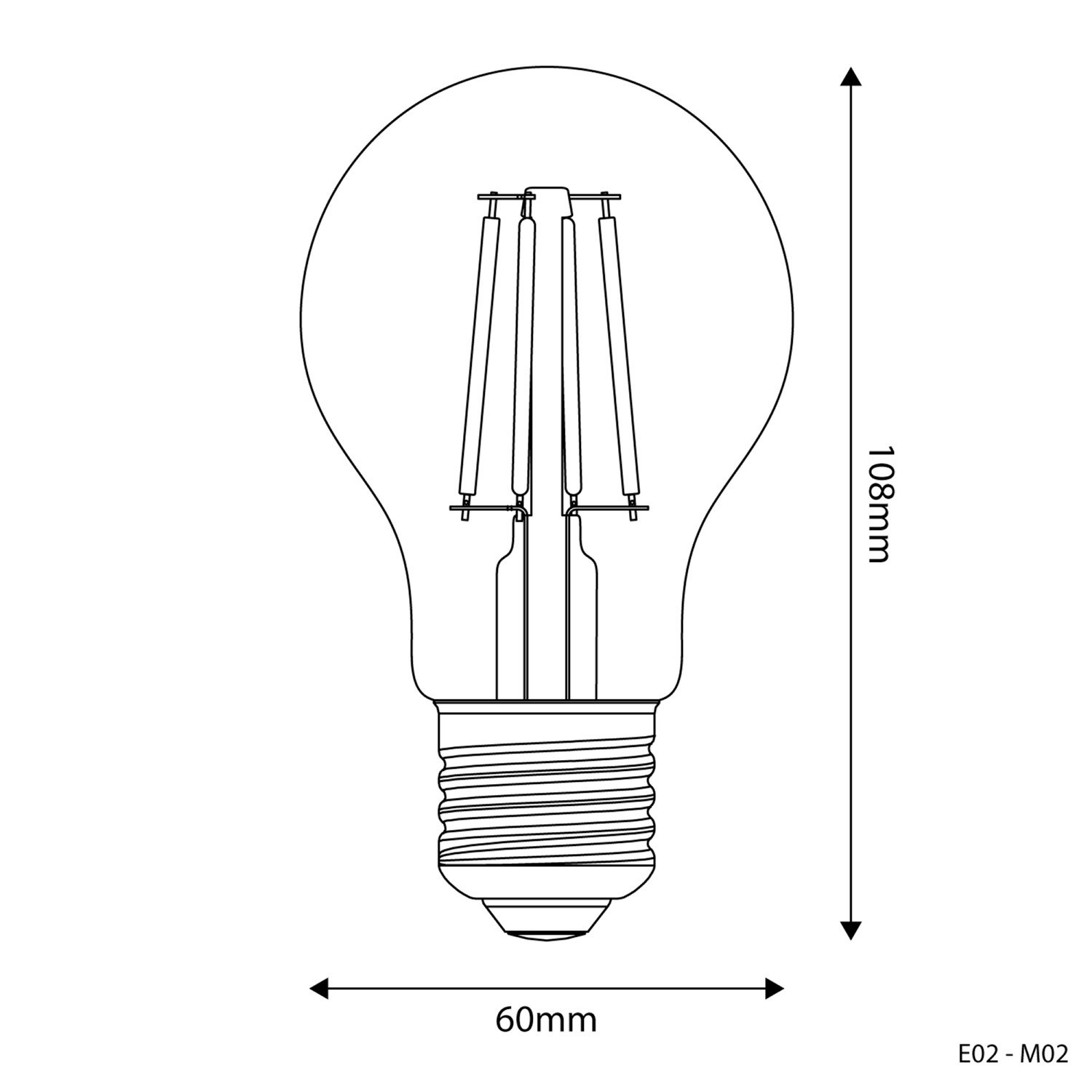 Lampadina LED E27 Goccia A60 Trasparente 4W 470Lm 2700K - E02