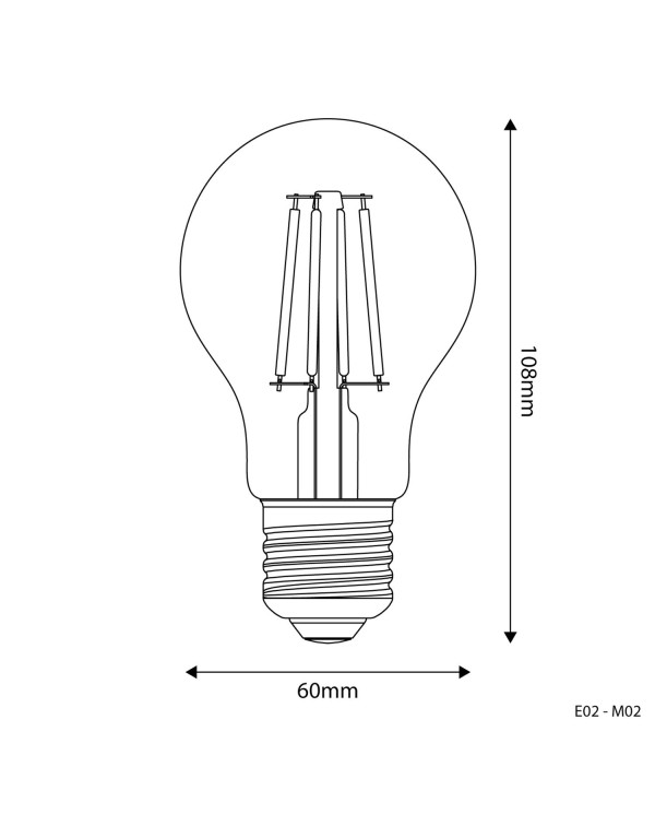 Lampadina LED E27 Goccia A60 Trasparente 4W 470Lm 2700K - E02