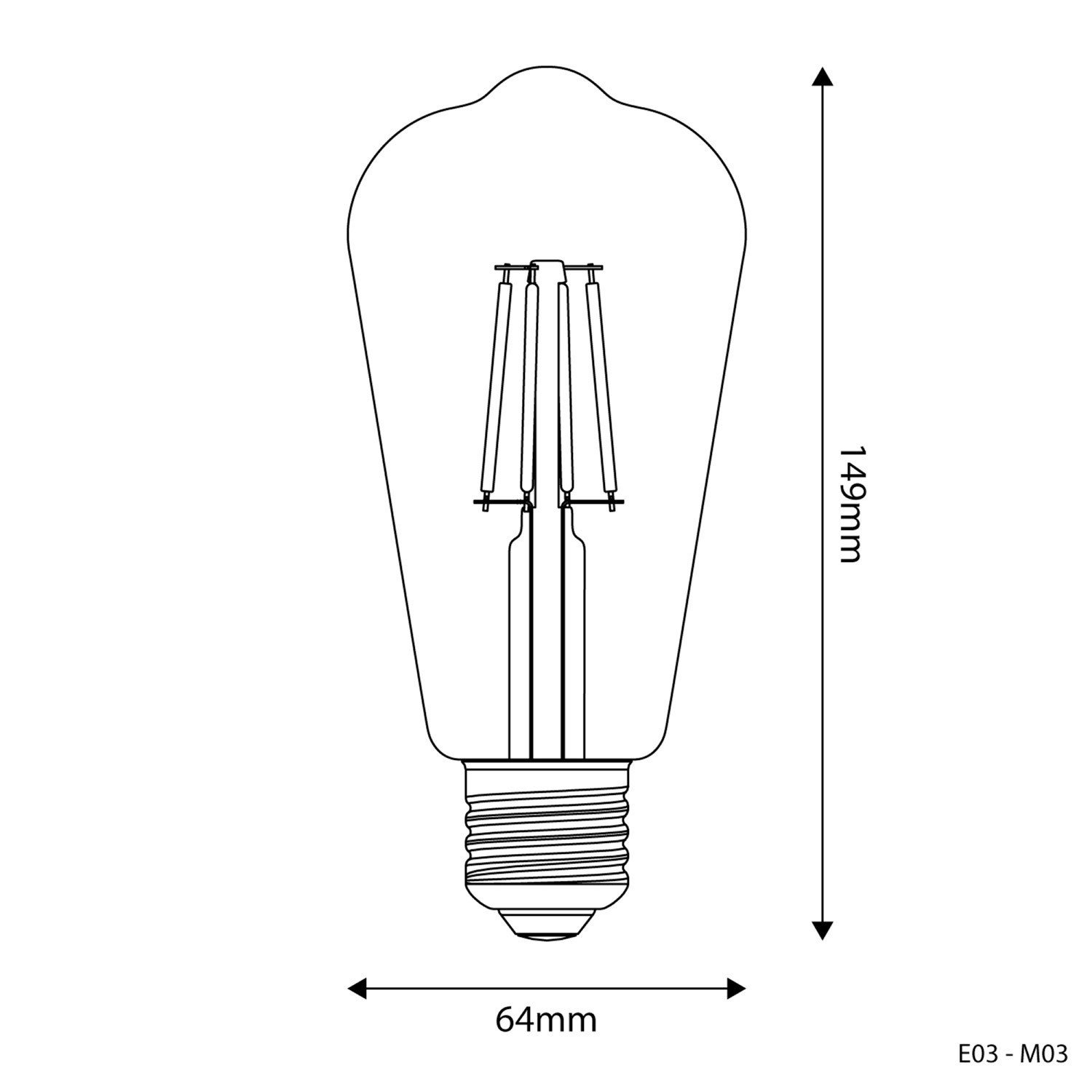 Lampadina LED E27 Edison ST64 Trasparente 4W 470Lm 2700K - E03