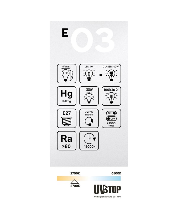 Lampadina LED E27 Edison ST64 Trasparente 4W 470Lm 2700K - E03