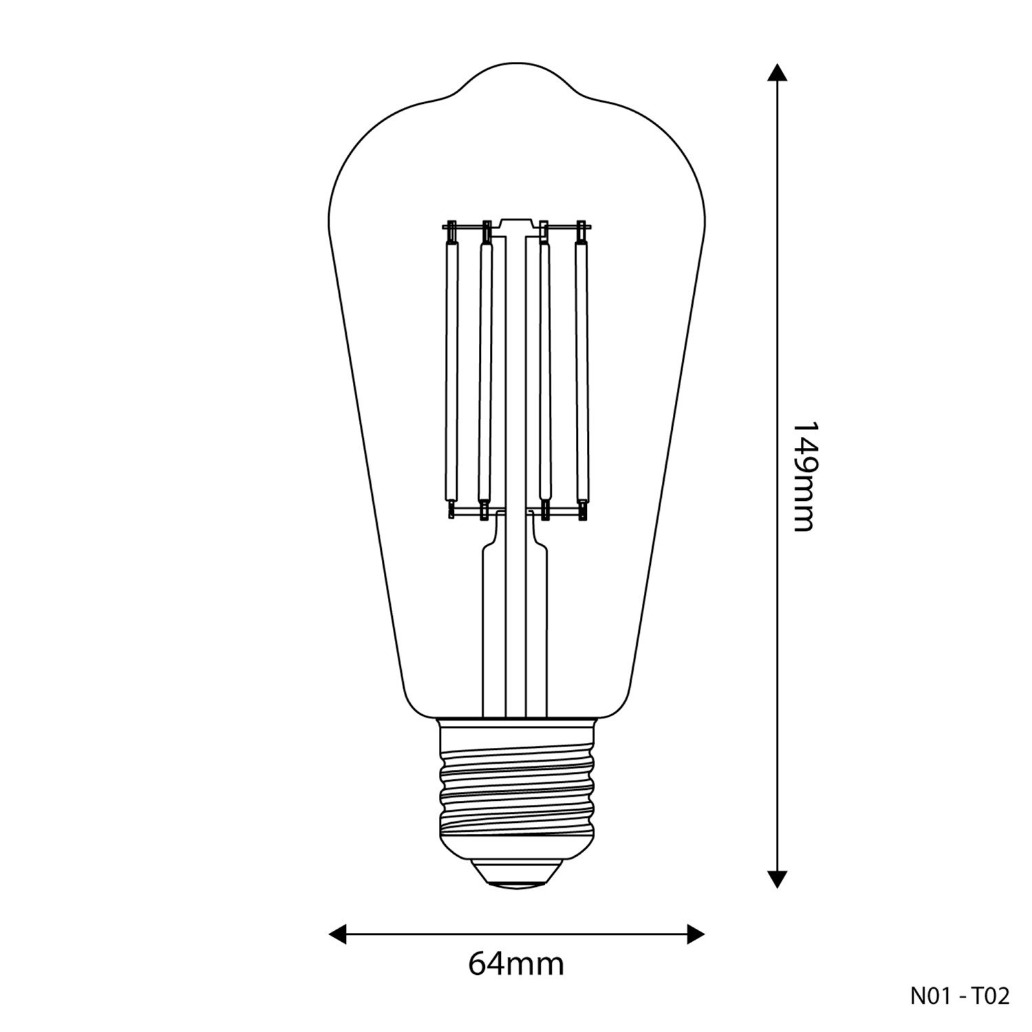 Lampadina LED E27 Edison ST64 Trasparente 7W 806Lm 2700K Dimmerabile - T02