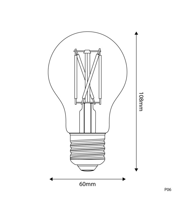 Lampadina LED Effetto Porcellana CRI 95 A60 7W 640Lm E27 2700K Dimmerabile - P06