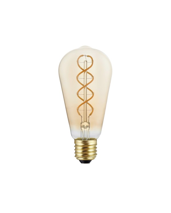 Lampadina LED Dorata Linea 5V filamento a spirale Edison ST64 1,3W 80Lm E27 2500K Dimmerabile - B01