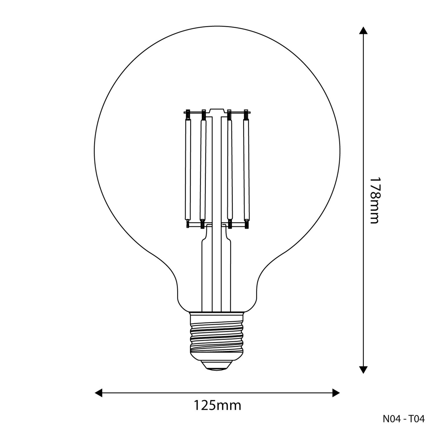 Lampadina LED E27 Globo G125 Trasparente 7W 806Lm 2700K Dimmerabile - T04