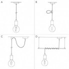 Lampada a sospensione Made in Italy completa di cavo tessile e finiture in metallo a contrasto