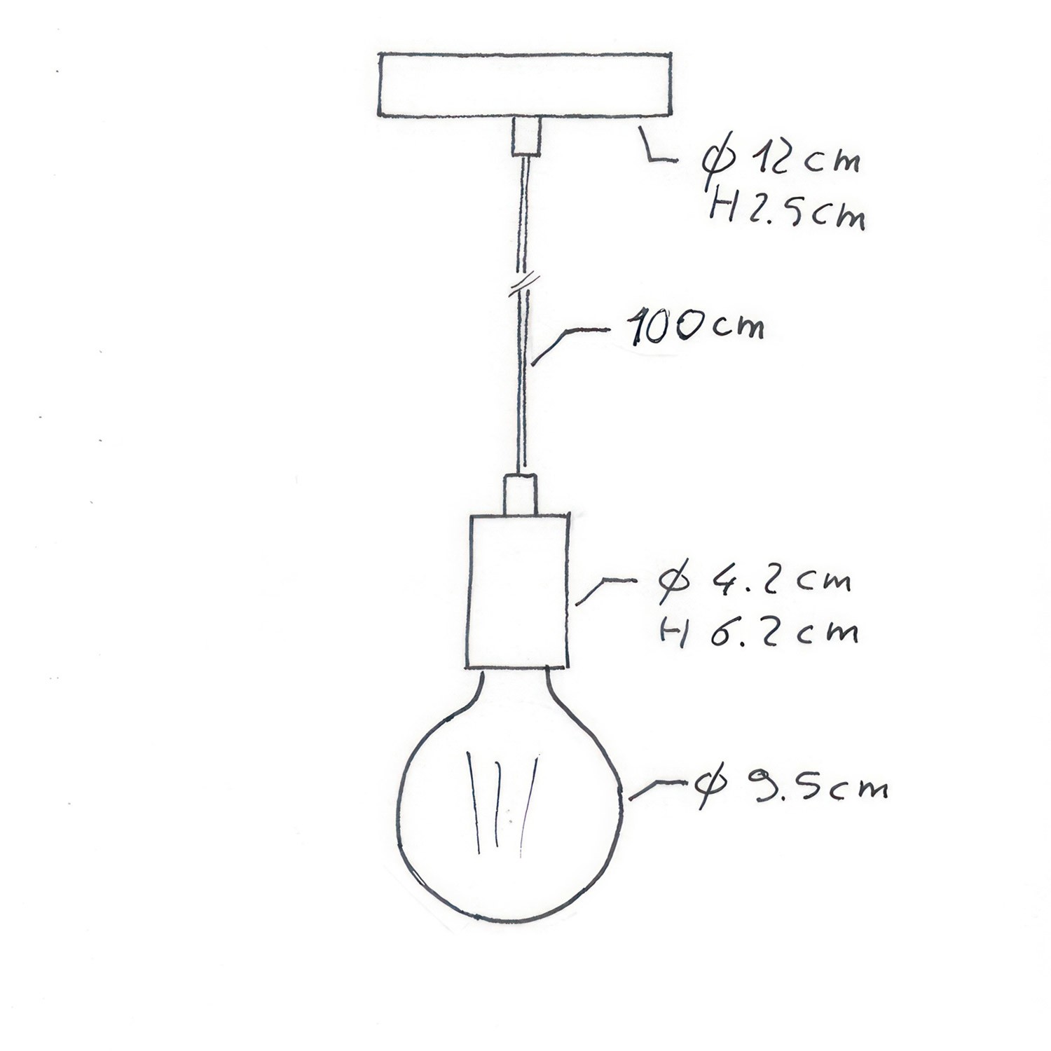 Lampada a sospensione Made in Italy completa di cavo tessile e finiture in metallo monocromatiche