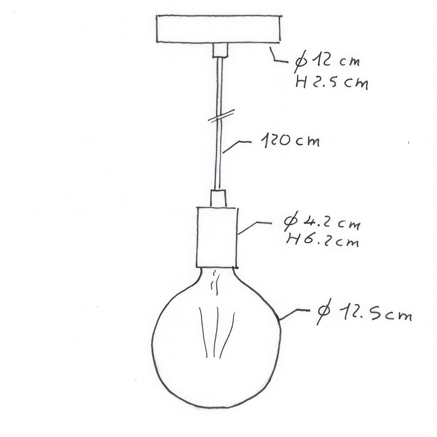 Lampada a sospensione Made in Italy completa di cavo tessile e finiture in metallo