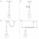 Lampada a sospensione Made in Italy completa di cavo tessile e portalampada in alluminio zigrinato