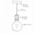 Lampada a sospensione Made in Italy completa di cavo tessile e portalampada in alluminio zigrinato