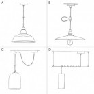 Lampada a sospensione Made in Italy completa di cavo tessile, paralume Swing e finiture in metallo