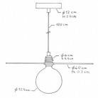 Lampada a sospensione Made in Italy completa di cavo tessile, paralume oversize Ellepi e finiture in metallo