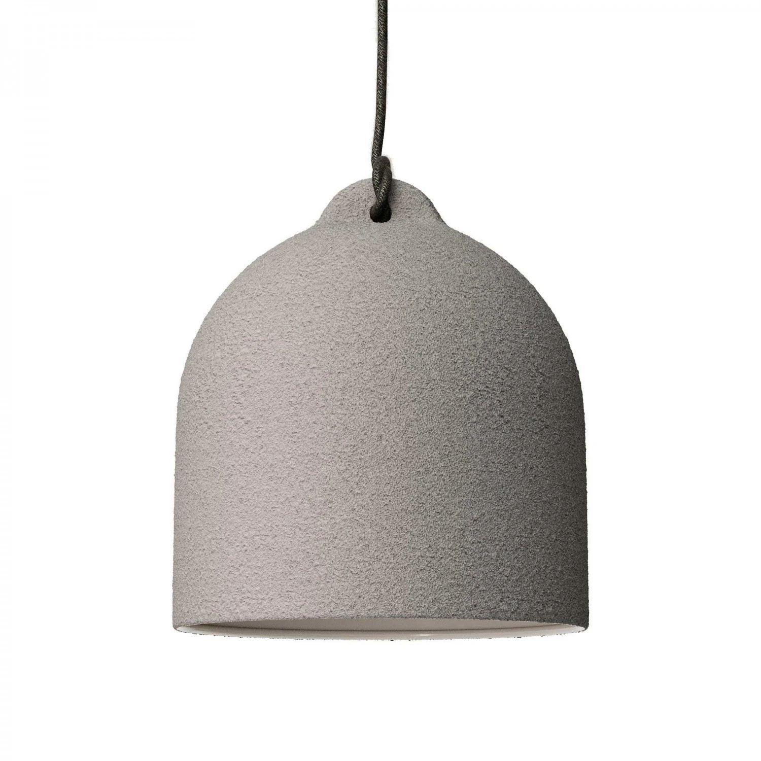 Lampada a sospensione Made in Italy completa di cavo tessile e paralume Campana M in ceramica