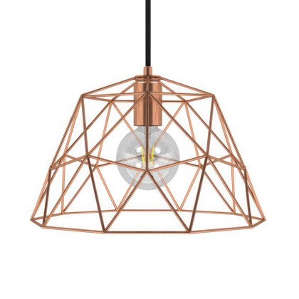 Lampada a sospensione Made in Italy completa di cavo tessile, paralume Dome e finiture in metallo