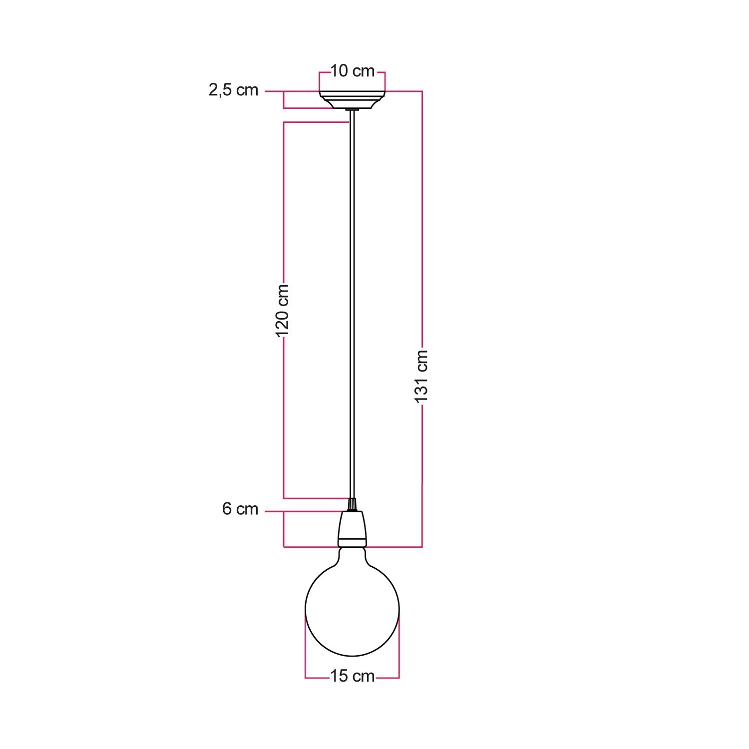 Lampada a sospensione Made in Italy completa di cavo tessile e finiture in porcellana colorata