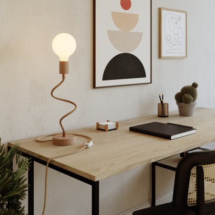 Lampada da tavolo snodabile in legno a luce diffusa - Table Flex Wood con spina a 2 poli