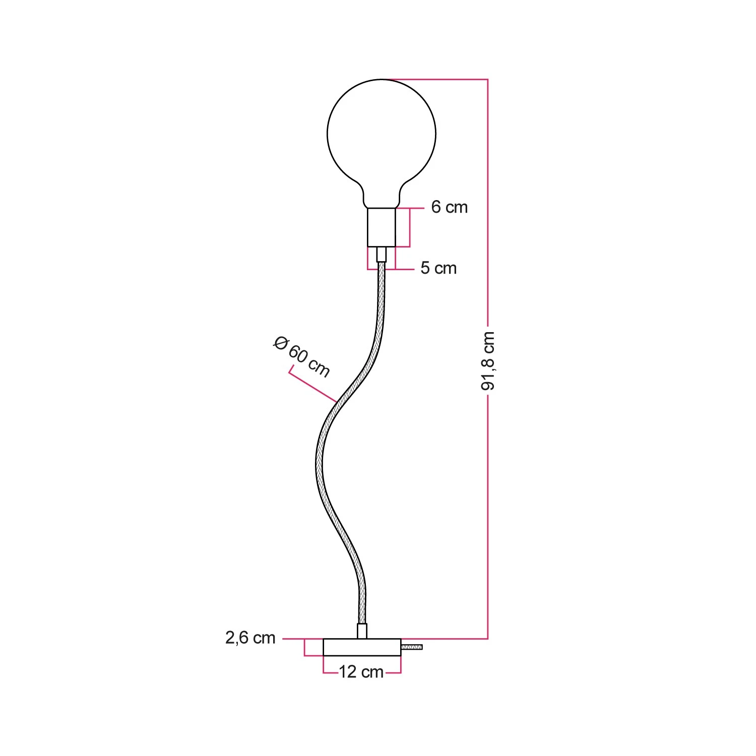 Lampada da tavolo snodabile in legno a luce diffusa - Table Flex Wood con spina a 2 poli