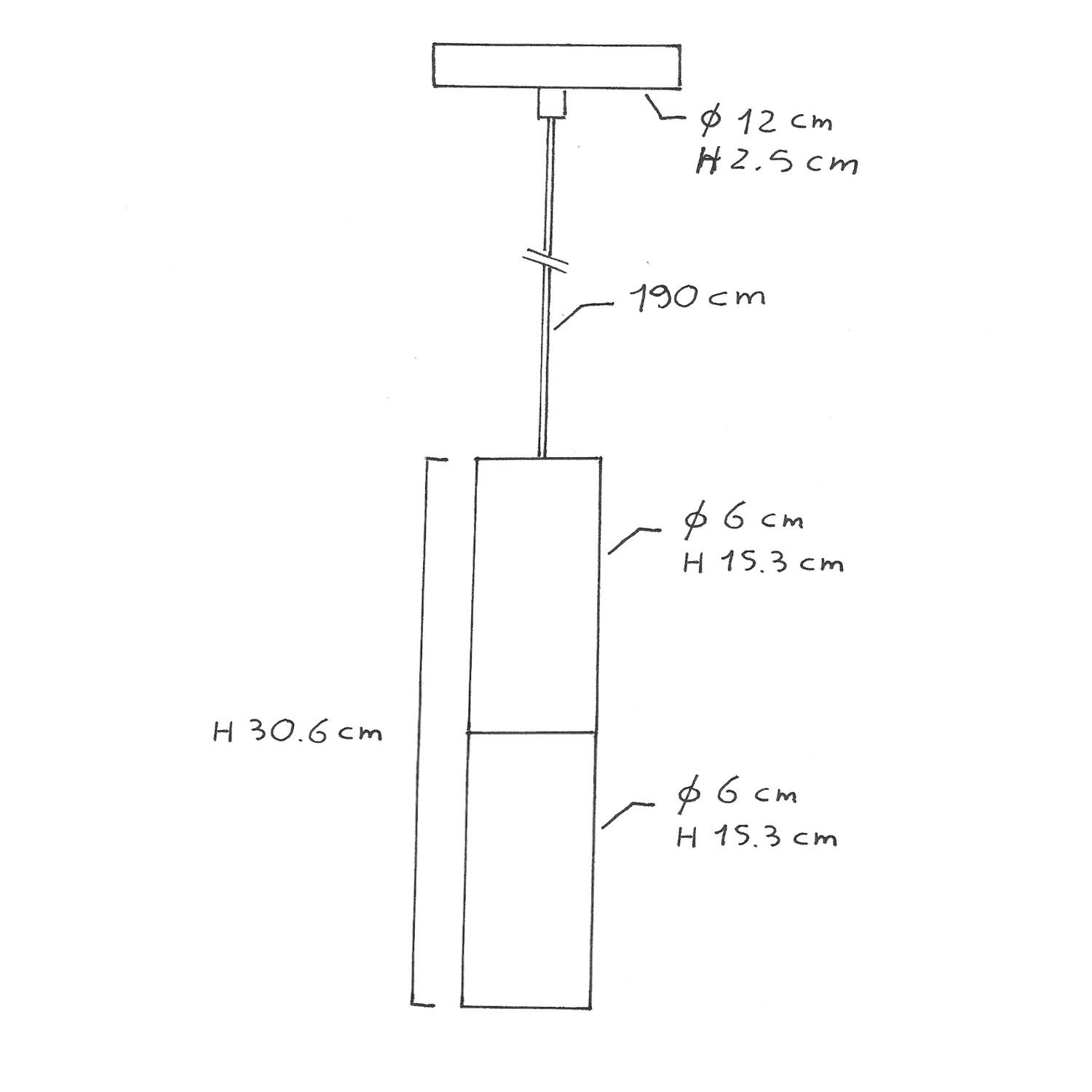 Lampada a sospensione completa di cavo tessile e doppio paralume Tub-E14