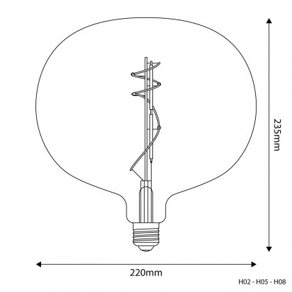 Lampadina LED Dorata Ellipse 220 8,8W 806Lm E27 2200K Dimmerabile - H05