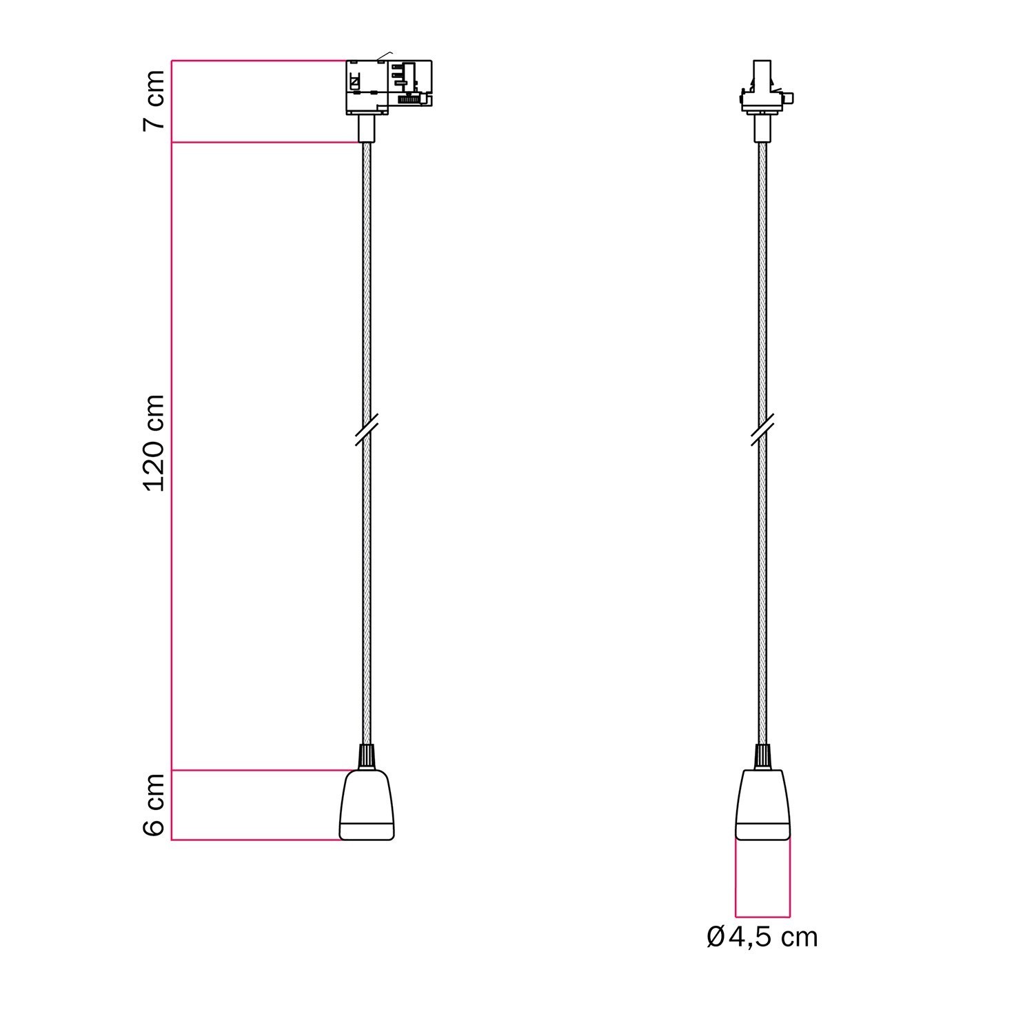 Lampada a sospensione per binari con finiture in porcellana colorata