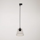 Sospensione per binari con lampadina Ghost a cono smoky