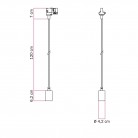 Lampada a sospensione industrial con cavo tessile e adattatore per binario