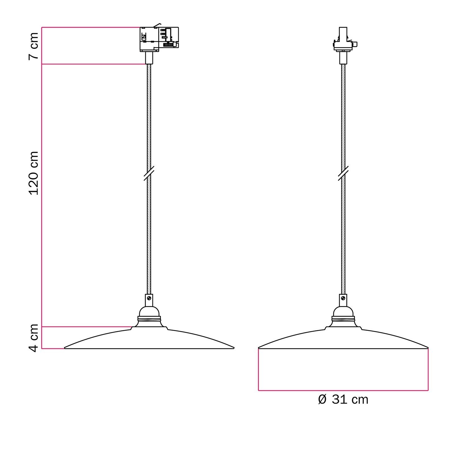 Lampada a sospensione con paralume in ceramica Piatto per binari