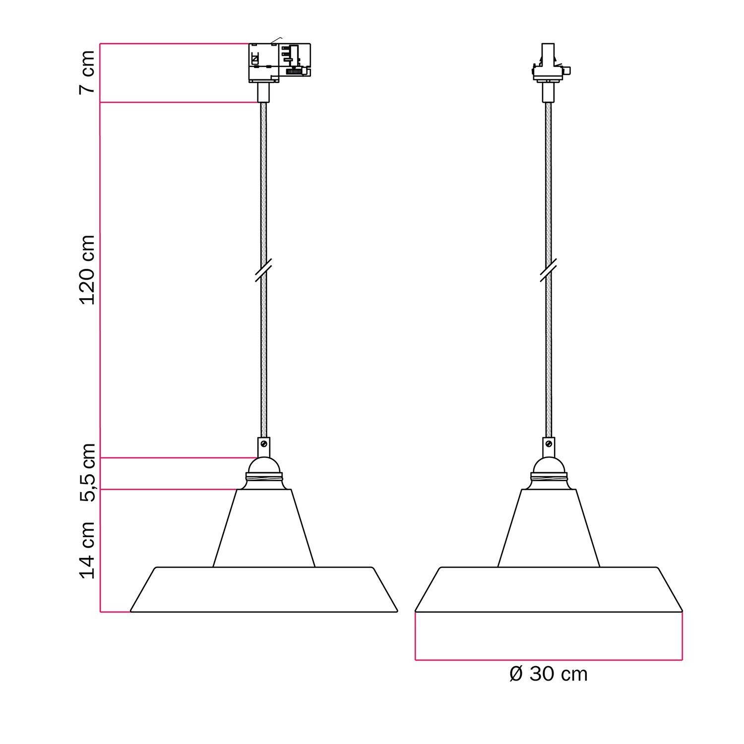 Lampada a sospensione con paralume in ceramica Industriale a binario