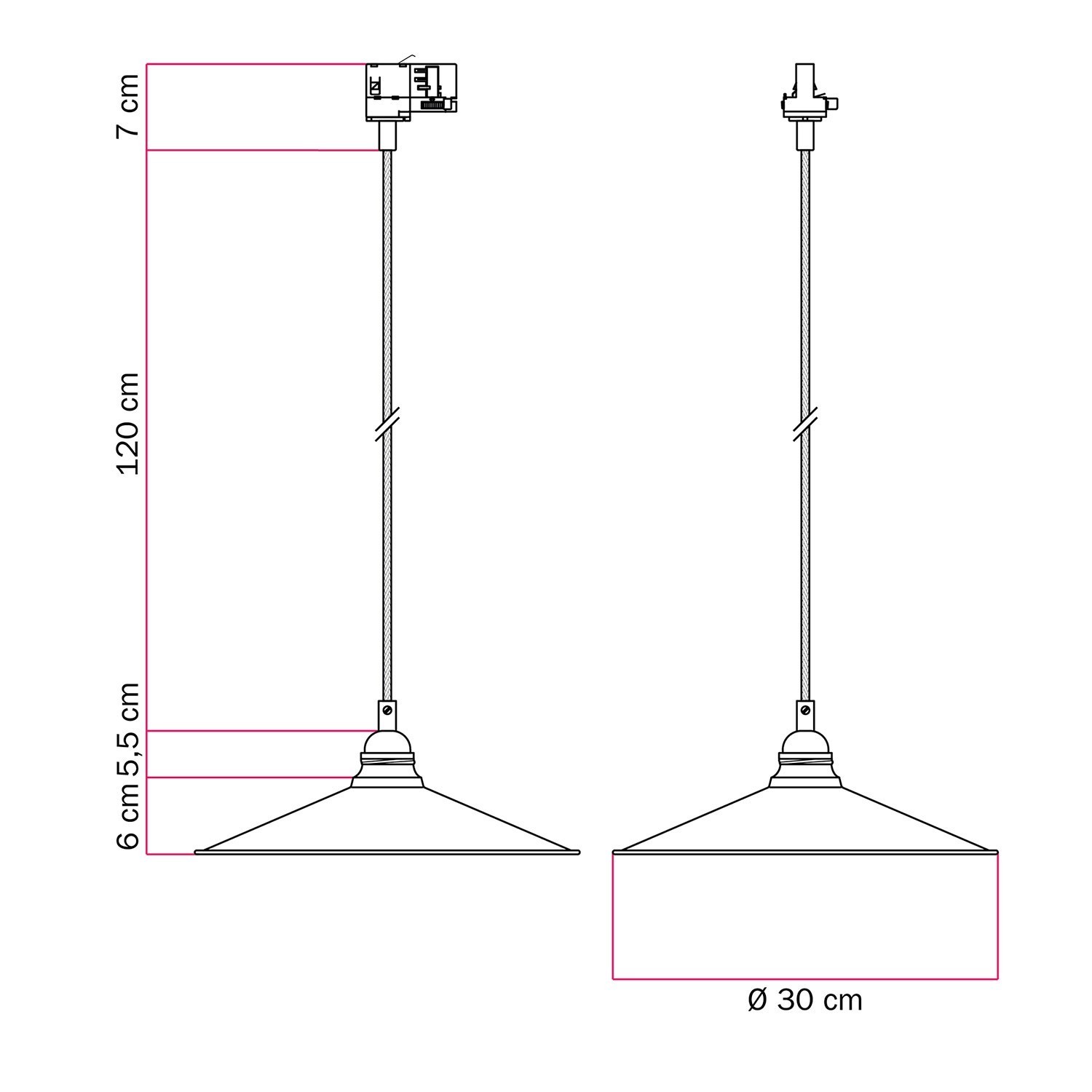 Lampada a sospensione con paralume Swing per binari