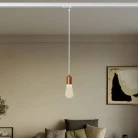 Lampada a sospensione con finiture in metallo satinato per binari