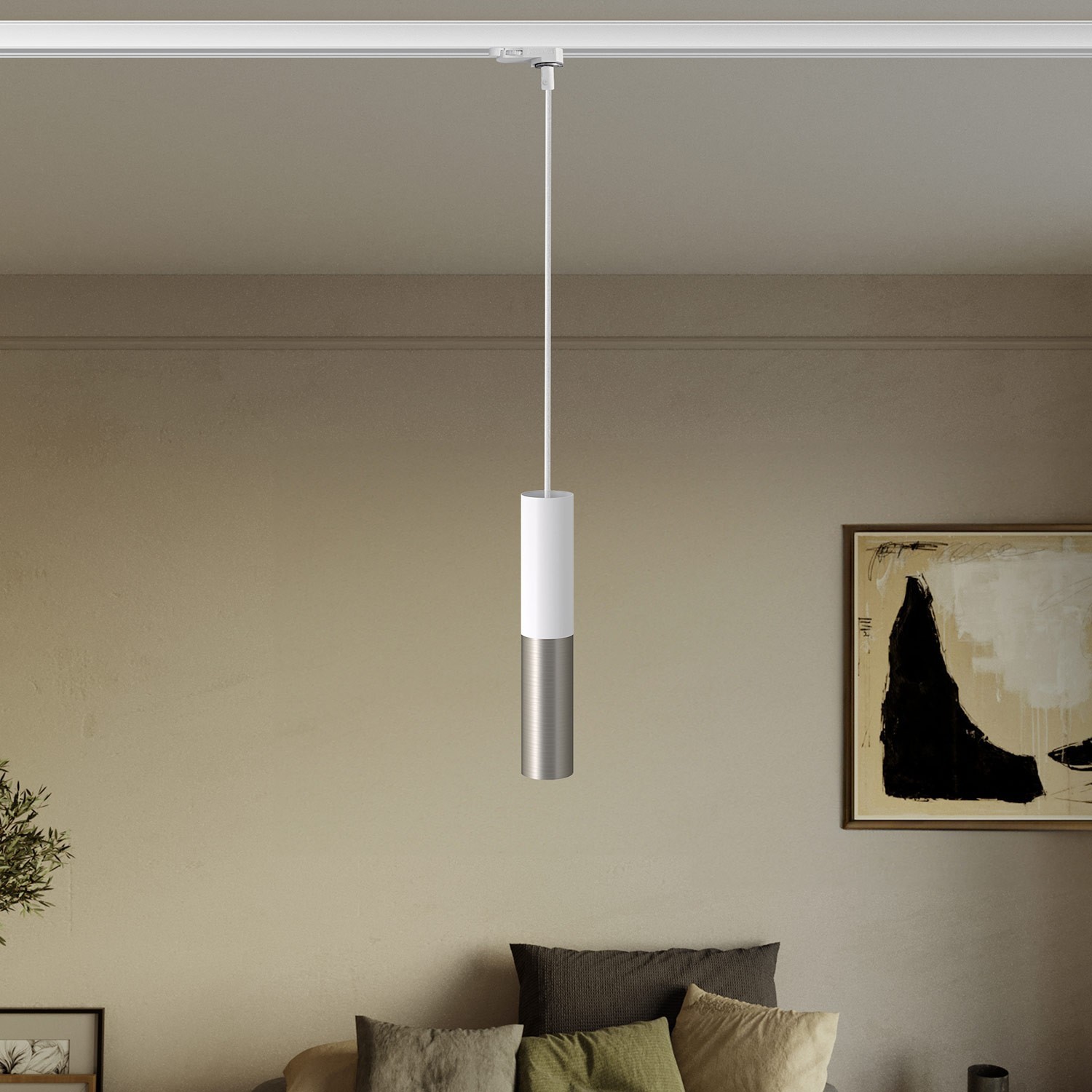 Lampada a sospensione per binari con doppio paralume Tub-E14