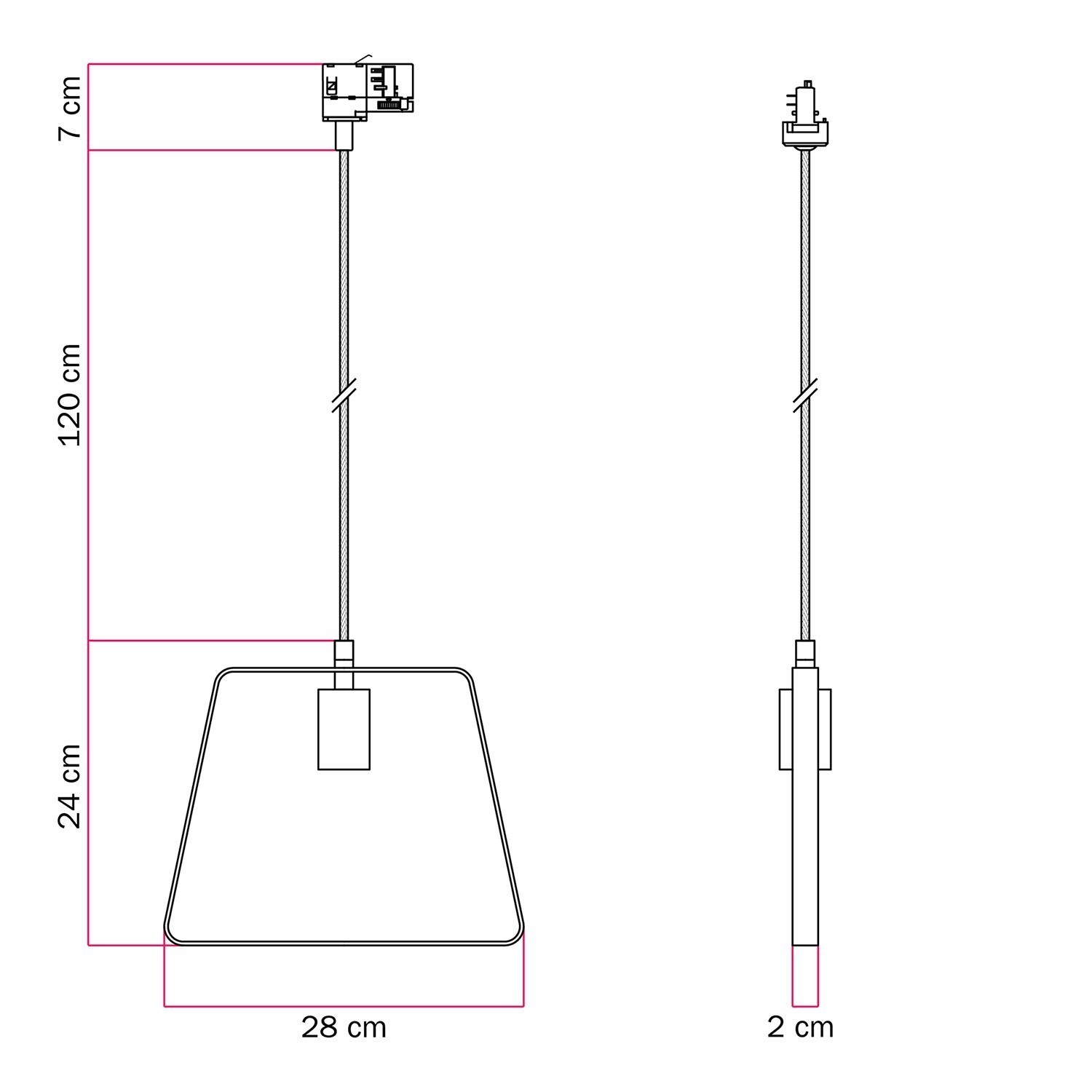 Lampada a sospensione con paralume Duedì Base per binari