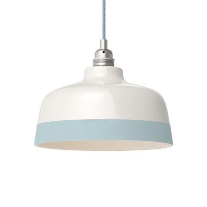 Paralume Coppa bicolore in ceramica, collezione Materia - Made in Italy - Bianco lucido - Azzurro