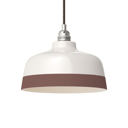 Paralume Coppa bicolore in ceramica, collezione Materia - Made in Italy - Bianco lucido - Marrone