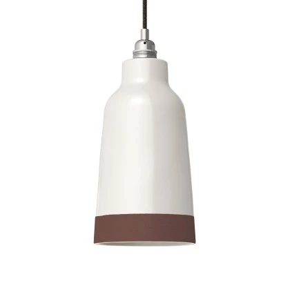 Paralume Bottiglia bicolore in ceramica, collezione Materia - Made in Italy - Bianco lucido - Marrone