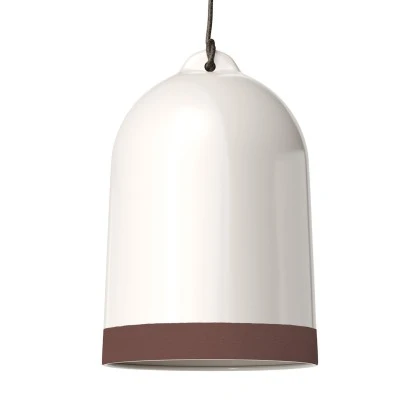 Paralume Campana XL bicolore in ceramica, collezione Materia - Made in Italy - Bianco lucido - Marrone