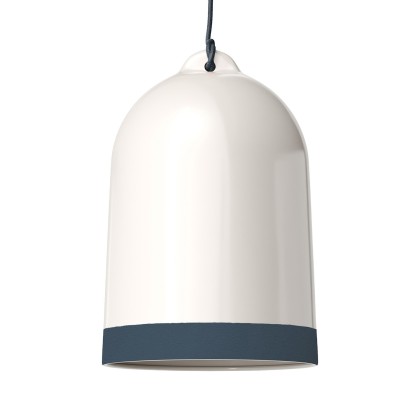 Paralume Campana XL bicolore in ceramica, collezione Materia - Made in Italy - Bianco lucido - Petrolio