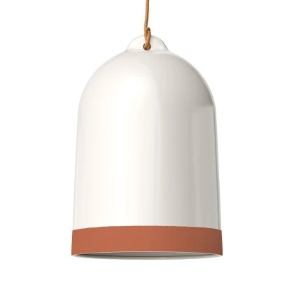 Paralume Campana XL bicolore in ceramica, collezione Materia - Made in Italy - Bianco lucido - Terracotta