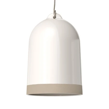 Paralume Campana XL bicolore in ceramica, collezione Materia - Made in Italy - Bianco lucido - Tortora