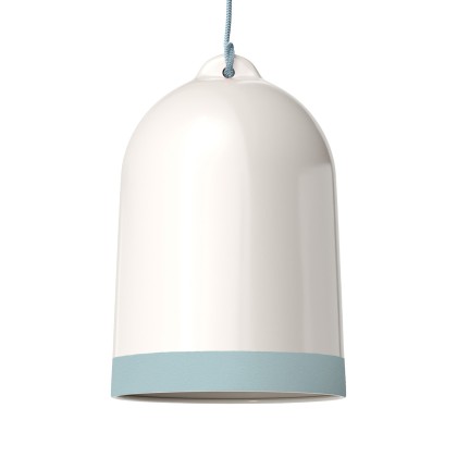 Paralume Campana XL bicolore in ceramica, collezione Materia - Made in Italy - Bianco lucido - Azzurro