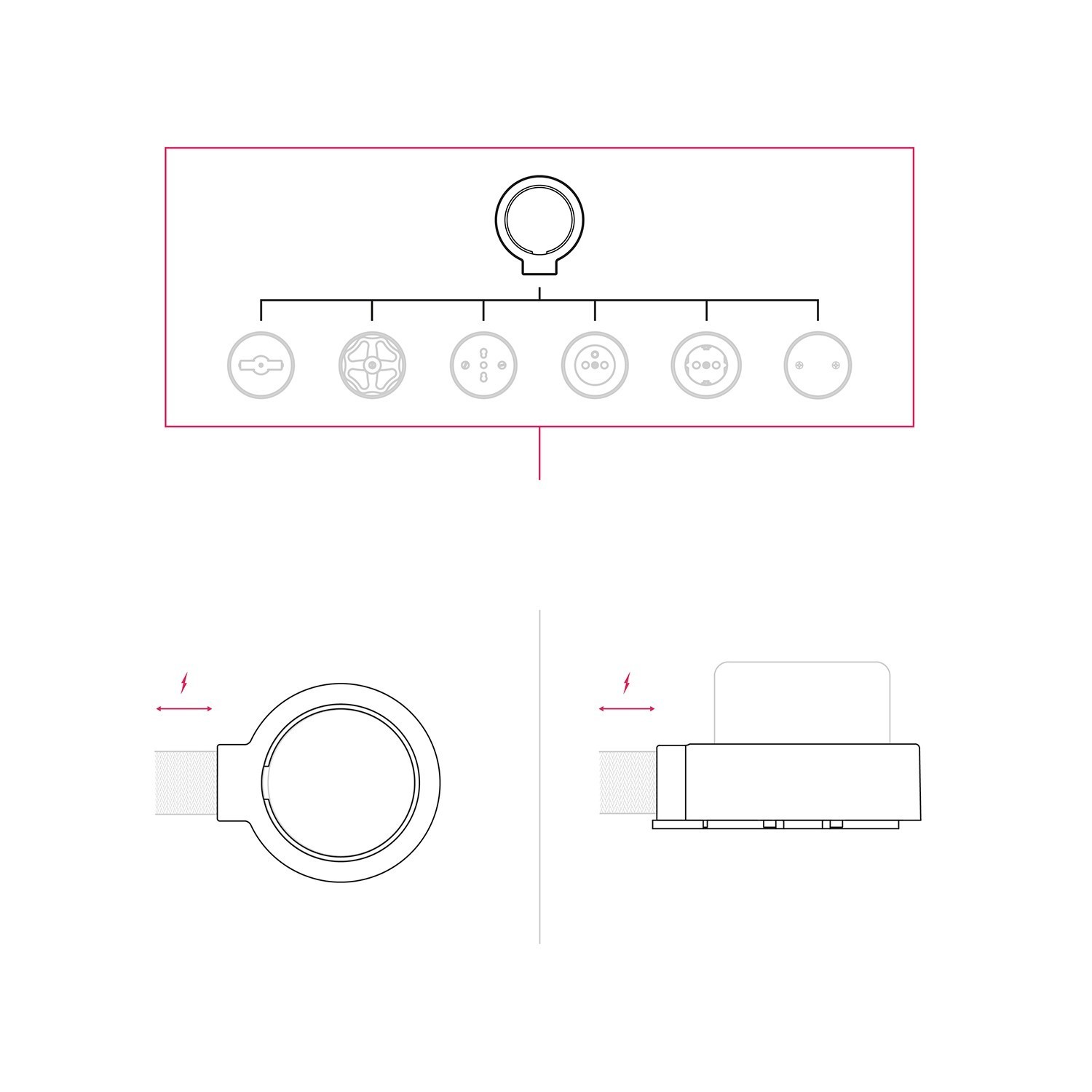 Base in porcellana per presa elettrica e interruttore/deviatore compatibile con Creative-Tubes - da 1 a 4 uscite