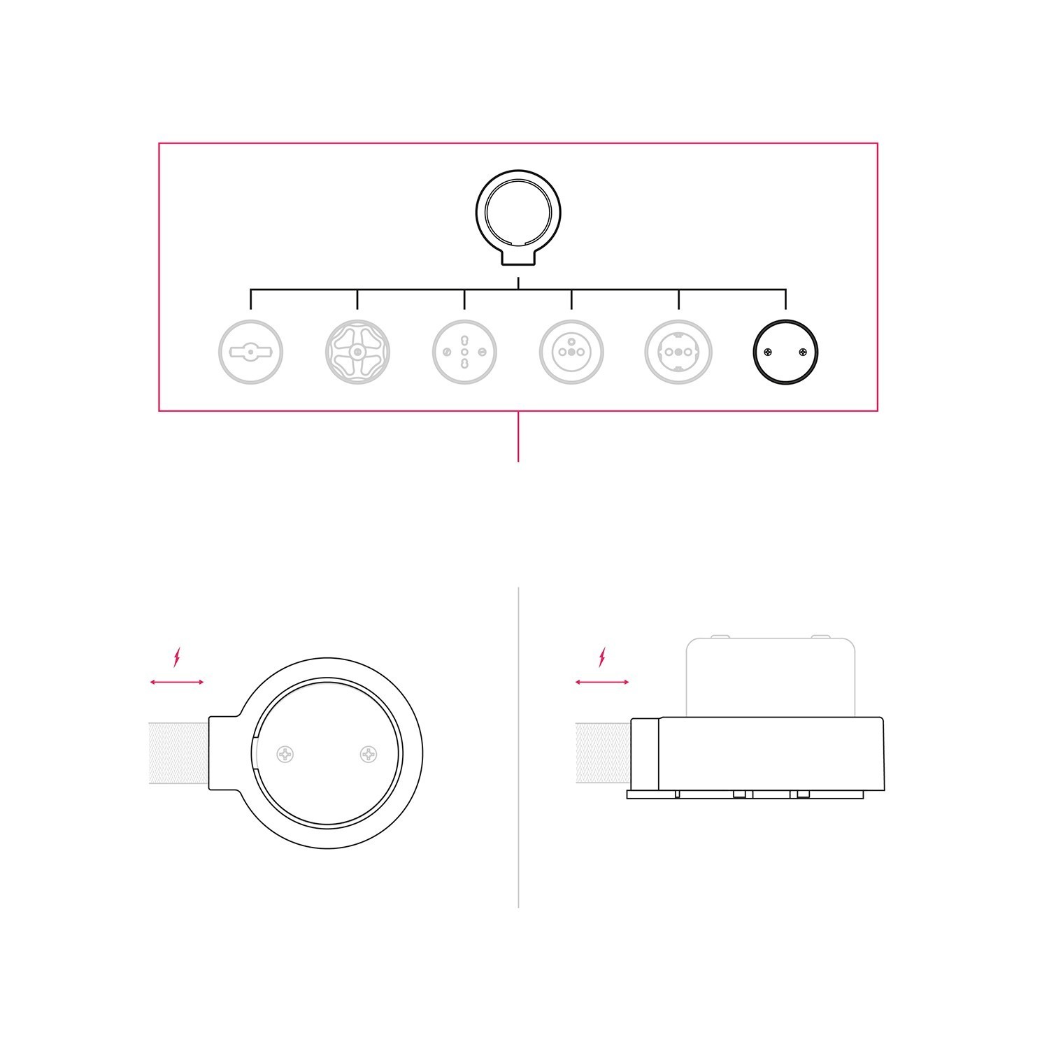 Kit scatola di derivazione e base per Creative-Tubes in porcellana