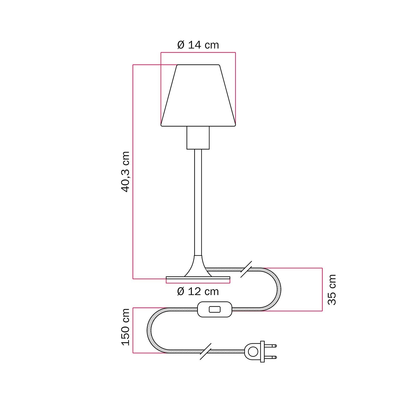 Lampada da tavolo MAG-Y con base metallica tonda e paralume