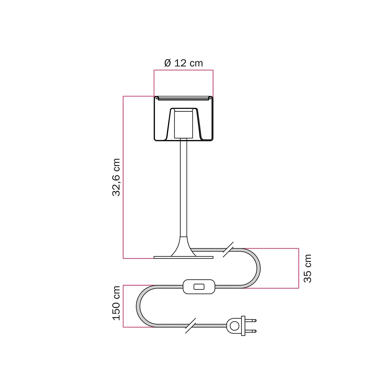 Lampada da tavolo MAG-Y con base metallica tonda e lampadina Ghost trasparente